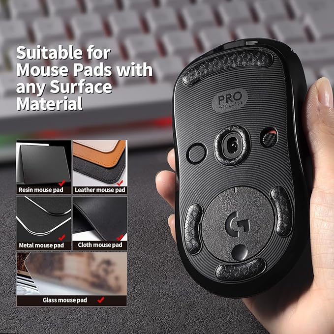 Smooth Gliding Mouse Skates for Logitech G Pro Wireless Gaming Mice Feet Replacement(PTFE,Black) Rounded Edges Ultra-Smooth and Durable Mice Slider for G Pro Wireless