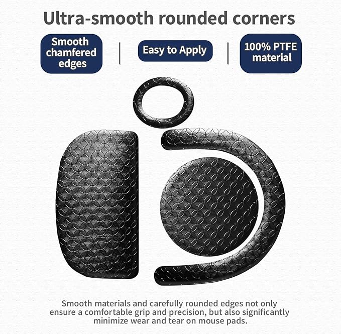 PTFE Mouse Skates for Logitech G PRO X Superlight 2 / G PRO X Superlight 2 SE/G PRO X2 Superstrike, Ultra-Smooth Rounded Edge Gaming Mouse Feet Replacement, White with Cleaning Tools（Black）