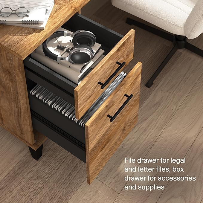 Bush Home Somerset 72W 3 Position Sit to Stand L Shaped Desk with Hutch in Fresh Walnut | Adjustable Height Table for Home Office