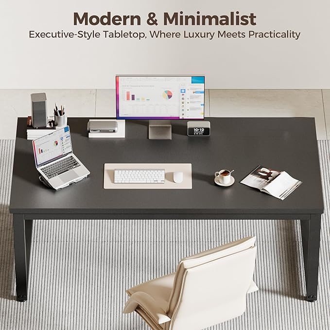 Mericonia 40 Inch Computer Desk, 1.2" Thick Modern Simple Study Writing Table, Heavy Duty Industrial Office Desk for Home Bedroom Workstation, Black