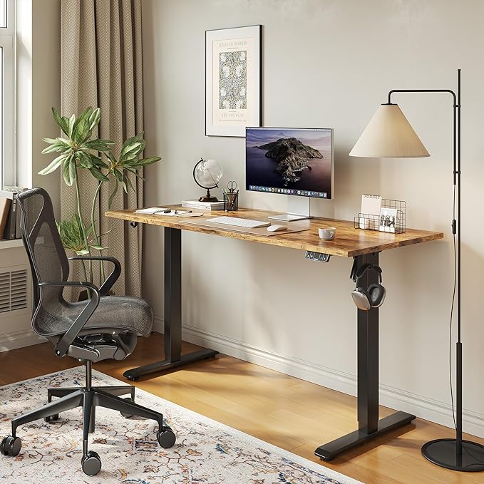 Agilestic Electric Standing Desk, 48 x 24 Inches Height Adjustable Desk, Sit Stand up for Work Office Home, Ergonomic Rising Computer Table with Memory Preset, Rustic Brown