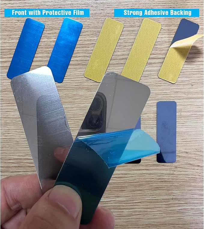 Adhesive Metal Plates for Magnetic Mounts, 1" x 3.15", 16 Pack Steel Strips with Adhesive Backing for Magnets on Non-Steel Vents