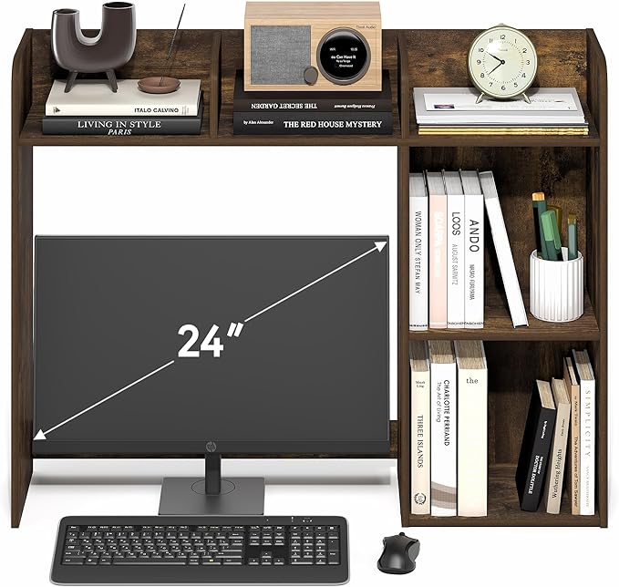 Furinno Classic Desk Shelf, 5-Shelf Desktop Hutch, Book Shelf, 3-Tier Desk Organzier, for Office Supplies, Office Desk Accessories, for Home Office, College, Dorm, White