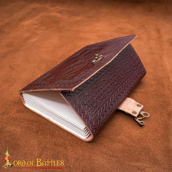 Lord of Battles Adventurer's Book or Diary Holder Handcrafted from Genuine Leather 13x18cm (Leather Journal with Black Holder)