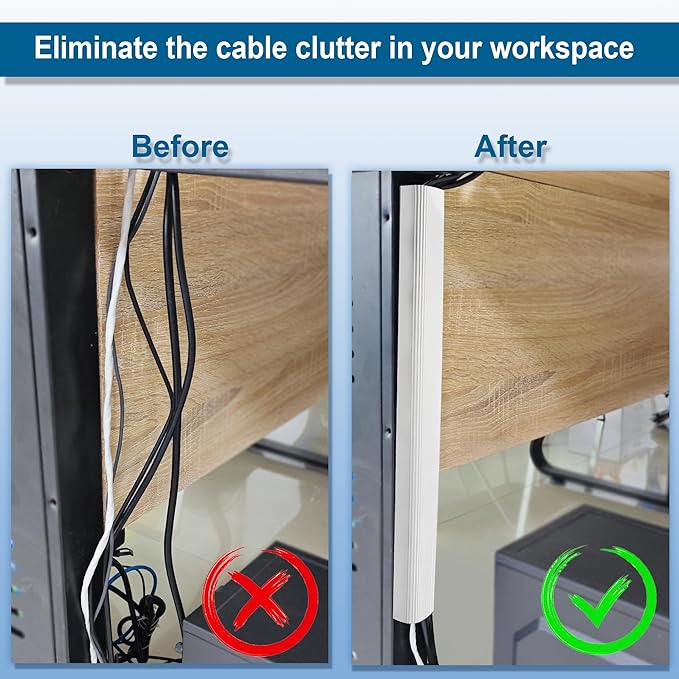Cable Management Under Desk J Channel - Neat and Easy Cord Organization Solution