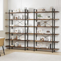 OtterOasis Bookshelf Set of 2, Heavy Duty 6-Tier Industrial Bookcase, 47" Wide Wood Bookshelf for Home Office, 120lbs Shelf Capacity, Rustic Open Display with Horizontal Shelf for Living Room Bedroom