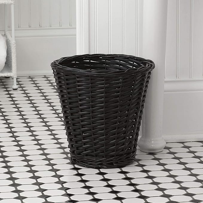 Household Essentials Black Small Willow Wicker Waste Basket