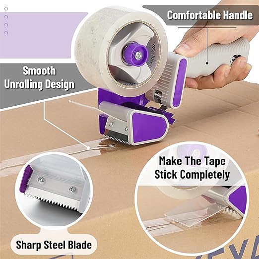 Mr. Pen- Heavy Duty Packing Tape Dispenser Gun, 2 Inch, 2 Pack with 2 Clear Tape Rolls, Handheld Tape Gun for Moving, Shipping, Sealing Boxes & Packaging