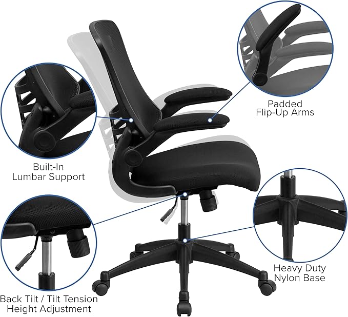 EMMA + OLIVER Work from Home Kit-Black Computer Desk, Ergonomic Office Chair, Filing Cabinet