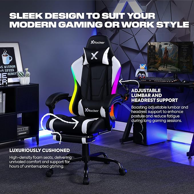 X Rocker PC Computer Gaming Desk Chair with Wheels, College Dorm Room Essentials for Guys and Girls, Adjustable, Ergonomic Office Chair, Gifts for Gamers
