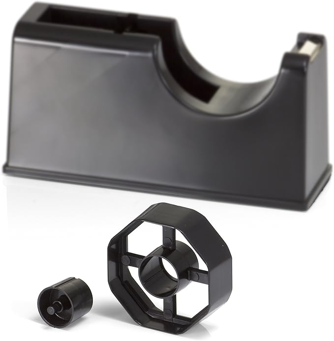 Officemate 2-in-1 Heavy Duty Tape Dispenser 1-Inch and 3-Inch Core, Black (96699)