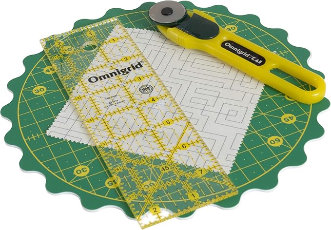 Omnigrid 360 Rotating Self-Healing Cutting Mat, 8 Inch Precision Fabric Cutting Mat with Durable Surface for Quilting, Sewing & Crafts