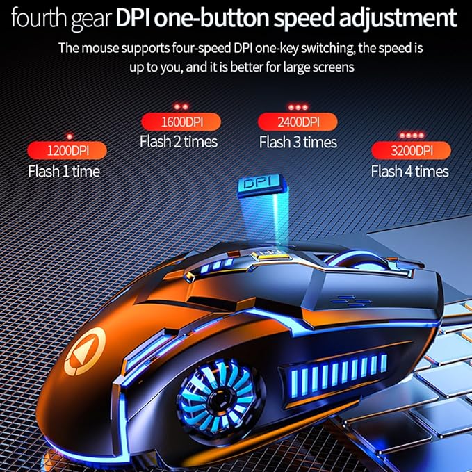 CHONCHOW Silent Click Mouse, Gaming Mouse Wired, 6 Button,4 DPI Upto 3200 DPI, RGB Lights, Compatibility for PC/Laptop/Mac, Wired Mouse Used for Games and Office (Black(Silent Click))