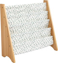 Humble Crew 4-Tier Kids Bookshelf, Natural/White/Green - Premium Book Shelf for Kids Rooms with Four Deep Pockets - Toddler Sling Book Rack with Deep Sleeves, Nursery Bookcase Organizer
