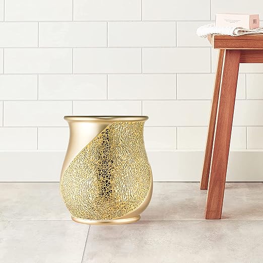Zahari Home Sinatra Waste Basket Beautiful Designs Bathroom Bedroom Living Room Decor, Champagne