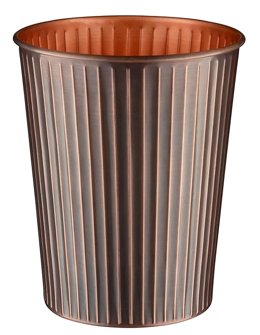 Monarch Abode Ridge Embossed Metal Desk Wastebasket – Antique Copper