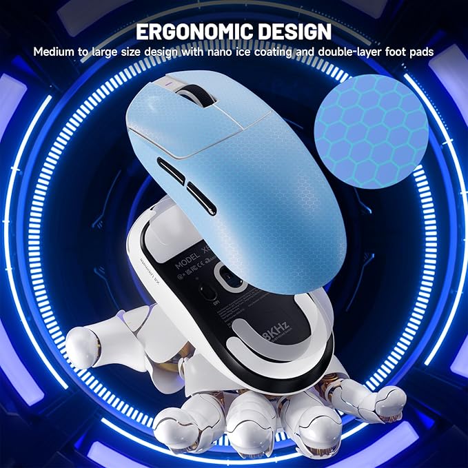 ATTACK SHARK X8 Ultimate Wireless Gaming Mouse,PAW3950MAX 42K DPI Sensor,Nordic 54L15 MCU,Wireless/Wired Dual 8K Polling,Optical Switch,59g Lightweight 2.4GHz/BT/Wired Mice with Coiled Cable-White