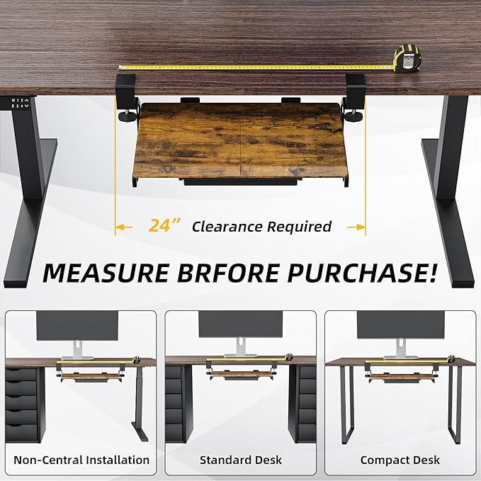 ETHU Keyboard Tray Under Desk, 19.7" X 12.2" Small Size C Clamp Keyboard Drawer Under Desk, Computer Keyboard Stand Slide Pull Out, Ergonomic Keyboard Tray for Home, Office (Wood)