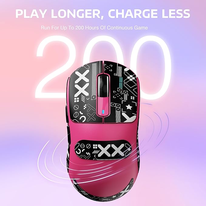 ATTACK SHARK X3 Lightweight Wireless Gaming Mouse with Tri-Mode 2.4G/USB-C Wired/Bluetooth,Up to 26K DPI,PAW3395 Optical Sensor,Kailh GM8.0 Switch,5 programmable Buttons for PC/Mac(Berry Red+Stickers)