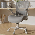 GYI Office Chair Ergonomic, Computer Desk Chair with Memory Foam Seat, Technical Mesh Back, 3D Flip-up Arms, Adjustable Lumbar Support&Height, Wheels for Home or Office, Grey&White