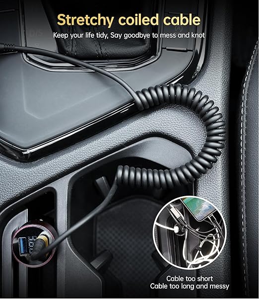 Short iPhone Charger Cable for Car, 2 Pack 3FT Coiled Lightning Cable [Apple MFi Certified] iPhone Charger Cord Compatible with iPhone 14/13/12/11 Pro Max/XS MAX/XR/XS/8/iPad/iPod/CarPlay-Gold
