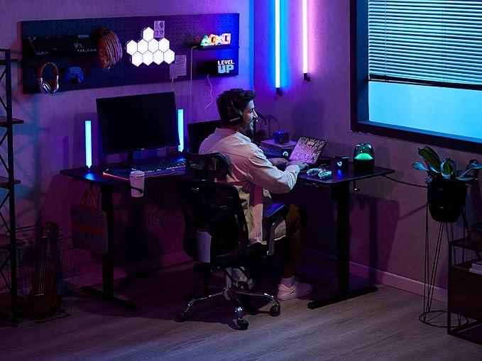 WALKINGDESK 55X45 Inches Reversible L Shaped Standing Desk Height Adjustable with Cup Holder, Electric Corner Computer Desk, Sit Stand up Home Office Desk, Ergonomic Gaming Desk, Black