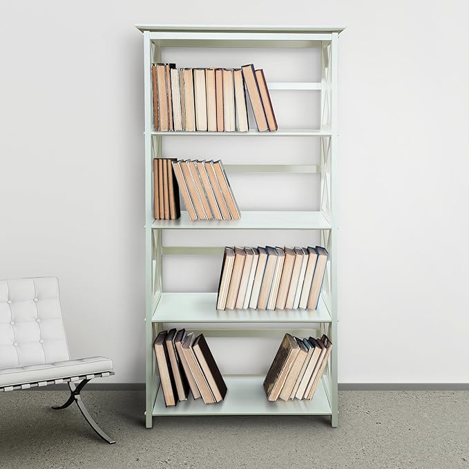 Casual Home Montego Bookcase, 5-Shelf, White,324-51