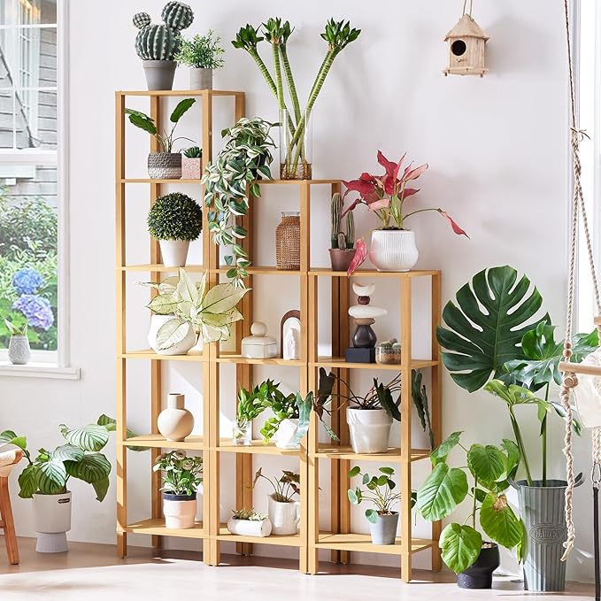 YUFAM 4 Tier Tall Bookshelf with Storage - Small Bookcase for Small Spaces, Shelf for Living Room, Office, Bedroom, Kitchen - Industrial Modern Natural Book Shelf