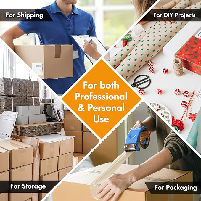 2 Pack Heavy Duty Packing Tape Dispenser Gun, Fits Packaging Tape up to 2 Inches Wide with 3-Inch Core, Adjustable Brake Tape Gun for Shipping, Moving, Office & Warehouse