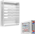 7 Tier Magnetic File Holder, No Drilling Wall File Organizer for File Cabinets Whiteboard Refrigerator,Office,Classroom, Hanging Paper Folder Holder, White