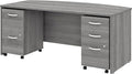 Bush Business Furniture Studio C Bow Front Desk with Mobile File Cabinets, 72W x 36D, Storm Gray