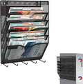 6 Tier Magnetic File Holder with Hook, Magnetic File Organizer Folder Holder, Wall File Organizer, Hanging Magnetic Paper Holder for File Cabinets, Office, Whiteboard, Magnetic Mail Holder