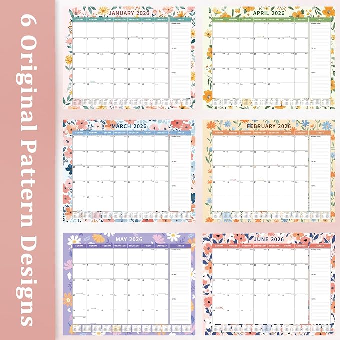 Ospelelf Desk Calendar 2026-2027 Large 22"x17" Monthly Family Office Planner Pad with Protective Cover 18 Months January 2026 - June 2027 Ditsy Floral