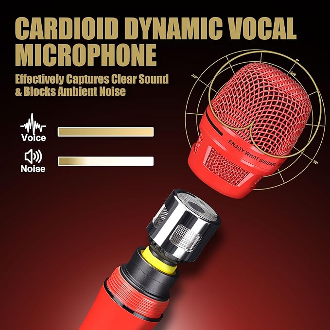Dynamic Microphone - Professional Vocal Microphone for Singing - Premium Handheld Wired Mic with 16ft XLR to 1/4" Audio Cable - Microfono for Speaker, Mixer, Amplifier & Karaoke Machine