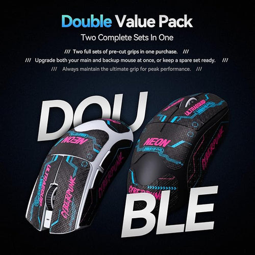 2-Pack Cyberpunk-Neon Mouse Grip Tape for Viper V3 Pro / V4 Pro - 0.5mm Ultra-Thin Pre-Cut, Anti-Slip, Sweat-Resistant, Professional Competitive Upgrade Kit