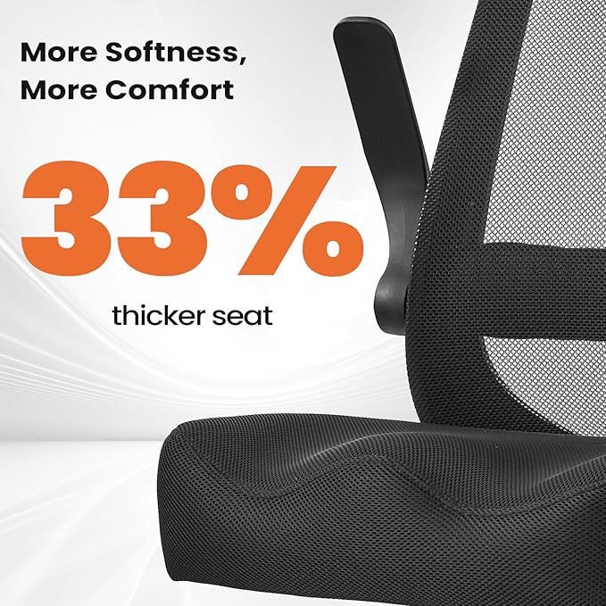 Drafting Chair for Standing Desks, 500LBS Capacity Tall Office Chair with Adjustable Height, Foot Ring, Flip-Up Armrests, Thick Curved Seat for Home Office, Drawing, and Creative Work