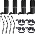 Zoom ZDM-1 Dynamic Microphone + On Stage Broadcast/Webcast Boom Arm + Stereo Headphones + Cleaning Cloth (4 Person Mic Bundle)