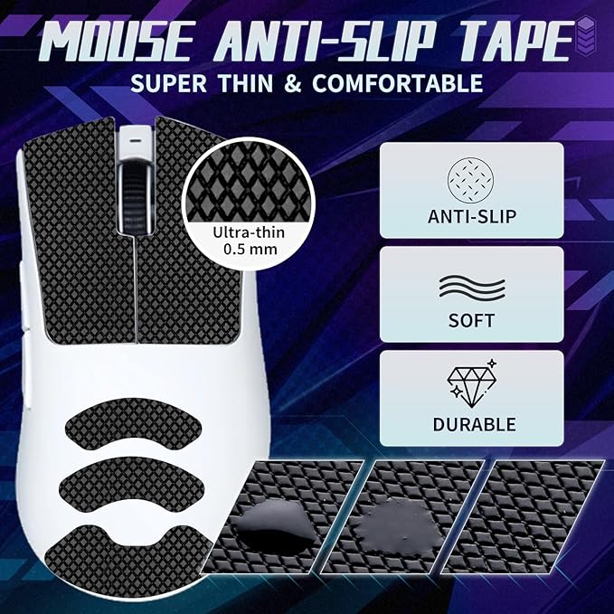 TALONGAMES Mouse Anti Slip Grip Tape Compatible with Razer Deathadder V4 Pro Gaming Mouse, Palm Sweat Absorption, Thin 0.5mm, Cut to Fit, Easy to Apply, Mouse Skin