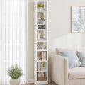 Hzuaneri Bookcase, Tall Narrow Bookshelf, Open Display Storage Shelf, Skinny Cube Book Shelf with Adjustable Shelves, CD Rack for Living Room, Home Office 8-Tier(9.4 x 11.8 x 72 inch) White BC89603X