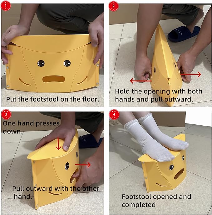 Foldable footrest for Desk and Travel - Foot Stool for Under Office Desk or Airplane Foot Rest for air Travel Comfort (Yellow)