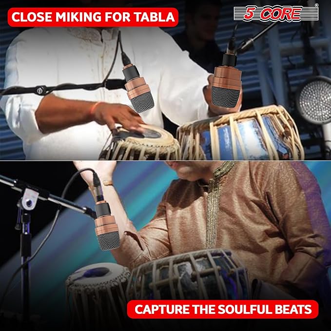 5 CORE Tabla Mics Professional Dual Microphone Set Best Condenser Mics for Instrument Bayan & Dayan Recording for Live On Stage Studio Temple Classroom- Tabla MIC 2XP COPPEREX