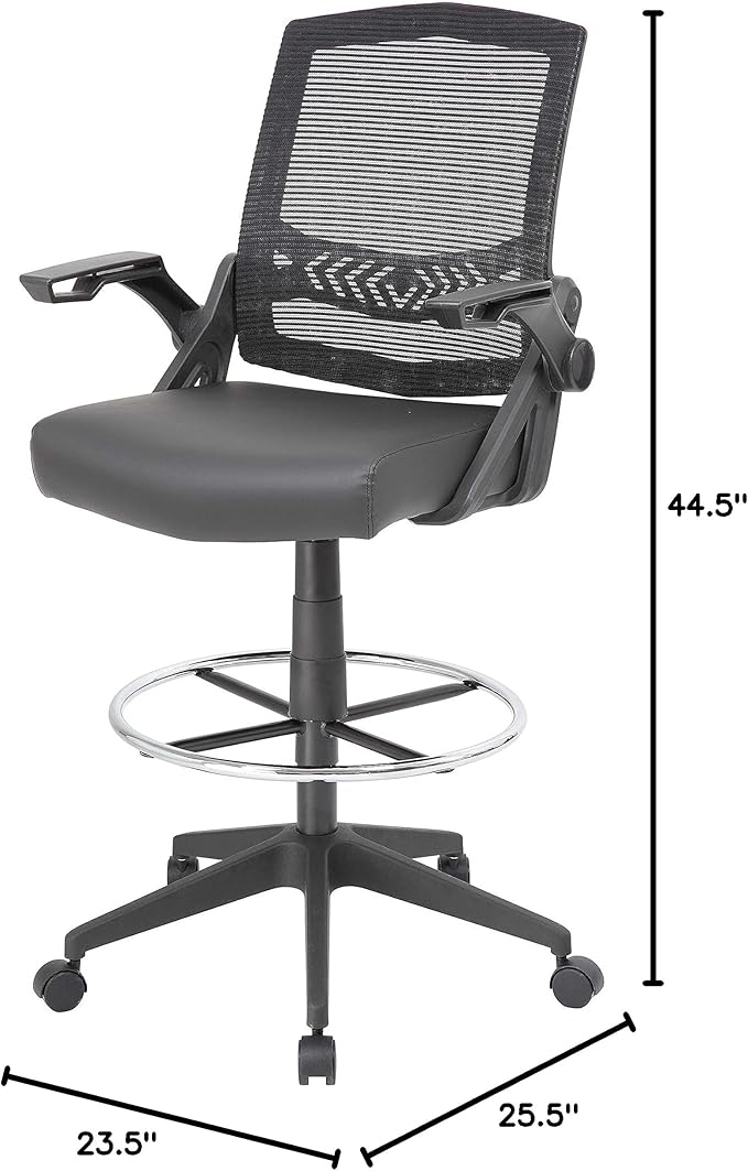 Boss Office Products Drafting Stool with, Black
