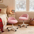 Swivel Rolling Stool with Wheels, Height Adjustable PU Leather Drafting Chair, Round Seat for Salon, Spa, Tattoo, Office, Home Use Pink Set of 2