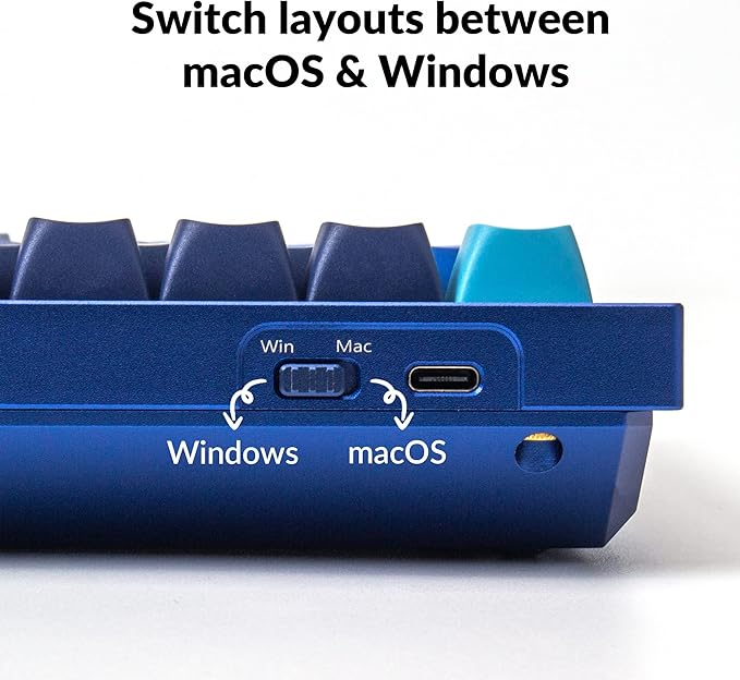 Keychron Q7 Wired Custom Mechanical Keyboard, 70% Layout QMK/VIA Programmable Macro with Hot-swappable Gateron G Pro Brown Switch Double Gasket Compatible with Mac Windows Linux (Blue)
