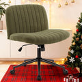 IWMH Criss Cross Chair Cross Legged Office Chair with Wheels Armless Wide Seat Desk Chairs Height Adjustable Computer Task Chairs Swivel Vanity Chair for Home Office Bedroom Make Up Small Space Green