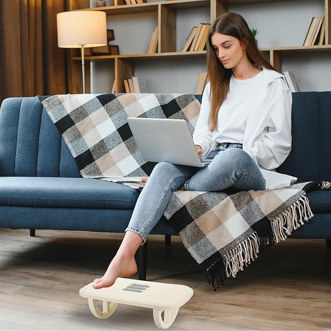 PATIKIL Foot Rest Swingable Stools Leg Rest Footrest with Roller Massager for Under Desk at Work Under Office Desk Chair Computer Gaming Home, White/Gray
