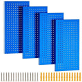 Metal Pegboard Panels 4 Pack, 24" x 12" Heavy Duty Rust-Proof Wall Organizer, Sturdy Steel Storage Board for Garage, Workshop & Craft Room, Blue