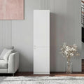 White Storage Cabinet with 5 Shelf Five spacious shelves provide organized storage for books, décor, and everyday essentials, supporting both display and functionality in one unit Versatile layout a