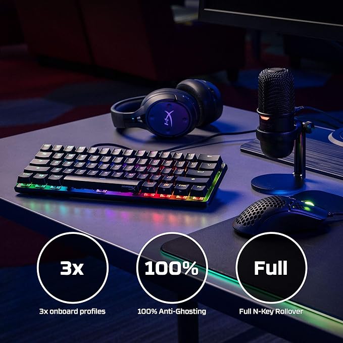 HyperX Alloy Origins 60 - Mechanical Gaming Keyboard - Ultra Compact 60% Form Factor - Tactile Aqua Switch - Double Shot PBT Keycaps - RGB LED Backlit - NGENUITY Software Compatible (Renewed)