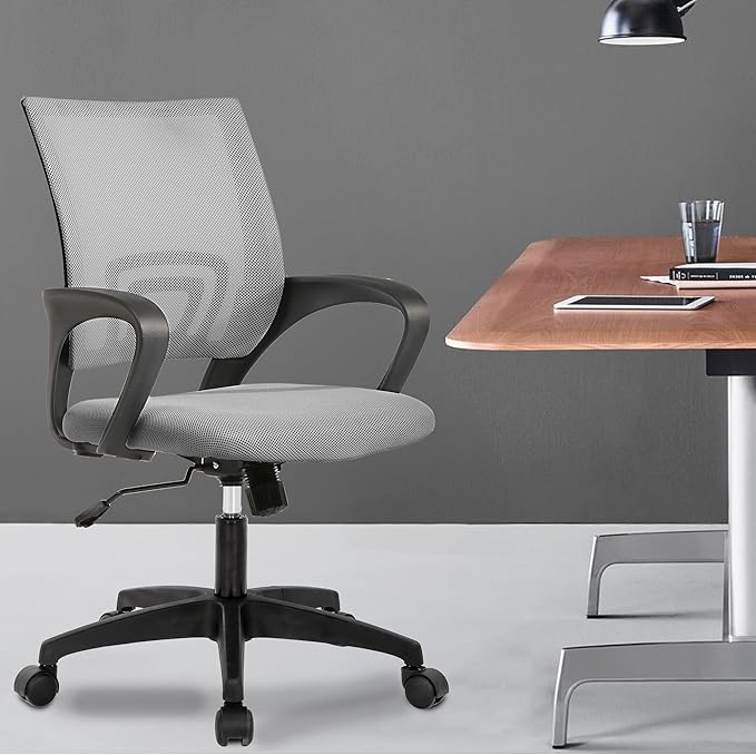 PayLessHere Home Office Chair Desk Computer Chair Adjustable Ergonomic Chair Lumbar Support Armrest Executive with High Density Mesh 360 Degree Swivel Chair for Adults Chair (Pack of 1, Grey)